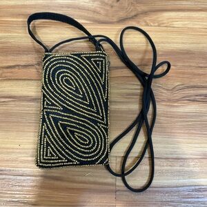 Chic Black and Gold Beaded Crossbody Bag